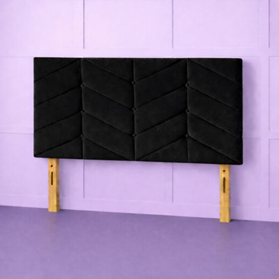 Comfy Deluxe 4Ft Small Double Rose Black Plush Velvet 20Inch Headboard