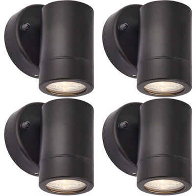 4 Pack Dimmable Outdoor Ip44 Downlight - 7W Gu10 Led - Matt Black & Glass - image 1