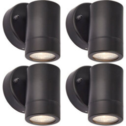 4 Pack Dimmable Outdoor Ip44 Downlight - 7W Gu10 Led - Matt Black & Glass