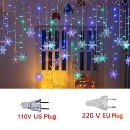 3.2M Multicolor Led Snowflake Fairy Lights , 110V Us Plug, Waterproof Christmas And Party Decor - thumbnail 3