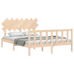 Berkfield Bed Frame With Headboard King Size Solid Wood - thumbnail 4