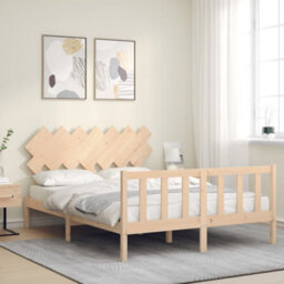 Berkfield Bed Frame With Headboard King Size Solid Wood - thumbnail 3