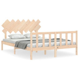 Berkfield Bed Frame With Headboard King Size Solid Wood - thumbnail 2