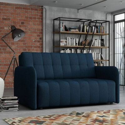 Viva Grand Iii Living Room Sofa Bed With Sleeping Function Wooden Legs Wooden Frame And Storage 85X145X98Cm Blue - image 1