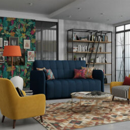 Viva Grand Iii Living Room Sofa Bed With Sleeping Function Wooden Legs Wooden Frame And Storage 85X145X98Cm Blue - thumbnail 3