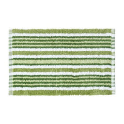 Homescapes Handloomed Striped Cotton Green Bath Mat - thumbnail 1