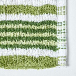 Homescapes Handloomed Striped Cotton Green Bath Mat - thumbnail 2