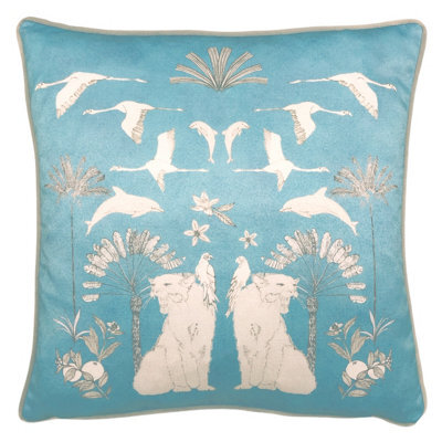 Furn. Colony Palm Botanical Velvet Polyester Filled Cushion - image 1
