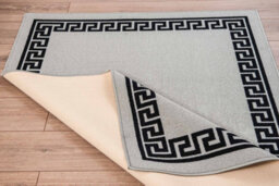 Machine Washable Greek Key Design Anti Slip Doormats Grey 80X150 Cm - thumbnail 5