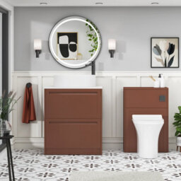 Royal Bathrooms Royal Bathroom Elmore 700mm Terracotta Clay Freestanding Bathroom Vanity Unit 2 Drawer Plain White Worktop With Peak Basin - thumbnail 5