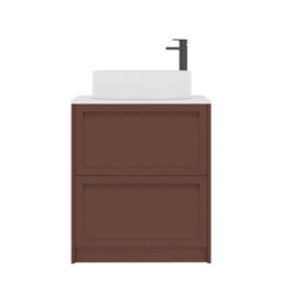Royal Bathrooms Royal Bathroom Elmore 700mm Terracotta Clay Freestanding Bathroom Vanity Unit 2 Drawer Plain White Worktop With Peak Basin - thumbnail 7