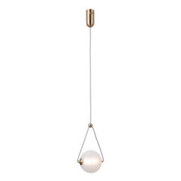 Luminosa Lighting Luminosa Rastia 15Cm Globe Pendant Ceiling Light Gold Opal Shade 3000K Warm White - thumbnail 2