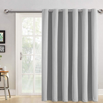Bedlooms Light Grey Blackout Thermal Insulated Eyelet Ready Made Ring Top Single Curtain Panel 66 X 84 Inches With Tie Back - image 1