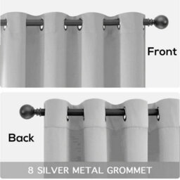 Bedlooms Light Grey Blackout Thermal Insulated Eyelet Ready Made Ring Top Single Curtain Panel 66 X 84 Inches With Tie Back - thumbnail 6