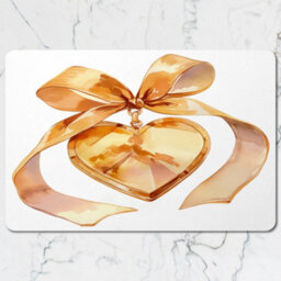 Benjamin Tate Design Placemat Coaster Set Gold Heart Designer Artwork On Wood Base Exquisite Limited Edition - thumbnail 2