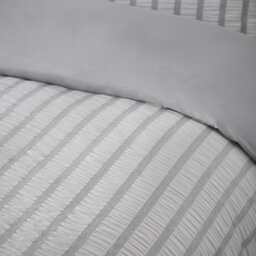 Catherine Lansfield So Soft Seersucker Stripe Single Duvet Cover Set With Pillowcase Grey - thumbnail 3