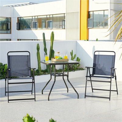 Yaheetech Navy Blue Set Of 4 Outdoor Texteline Foldable Dining Chairs With Armrests - image 1