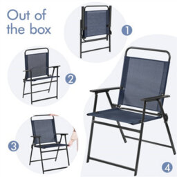 Yaheetech Navy Blue Set Of 4 Outdoor Texteline Foldable Dining Chairs With Armrests - thumbnail 8