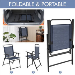 Yaheetech Navy Blue Set Of 4 Outdoor Texteline Foldable Dining Chairs With Armrests - thumbnail 6