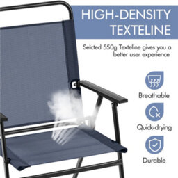 Yaheetech Navy Blue Set Of 4 Outdoor Texteline Foldable Dining Chairs With Armrests - thumbnail 5