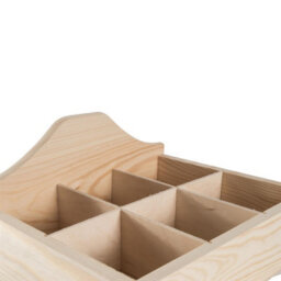 Woodeedoo Wooden Display Box With 6 Compartments Wavy Back Decorative Tea Bag Crate Desk Storage Organiser 23.5X18.5X11.5Cm - thumbnail 5