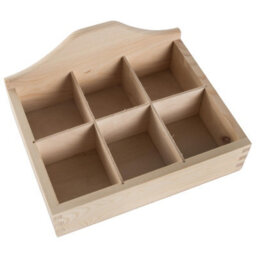 Woodeedoo Wooden Display Box With 6 Compartments Wavy Back Decorative Tea Bag Crate Desk Storage Organiser 23.5X18.5X11.5Cm - thumbnail 4