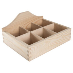 Woodeedoo Wooden Display Box With 6 Compartments Wavy Back Decorative Tea Bag Crate Desk Storage Organiser 23.5X18.5X11.5Cm - thumbnail 7