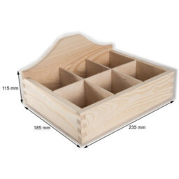 Woodeedoo Wooden Display Box With 6 Compartments Wavy Back Decorative Tea Bag Crate Desk Storage Organiser 23.5X18.5X11.5Cm - thumbnail 6