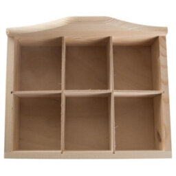 Woodeedoo Wooden Display Box With 6 Compartments Wavy Back Decorative Tea Bag Crate Desk Storage Organiser 23.5X18.5X11.5Cm - thumbnail 2