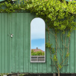 Mirroroutlet The Arcus White Framed Arched Window Garden Mirror 160Cm X 53Cm