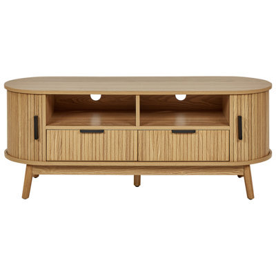 Wyld And Coco Nova Home Tv Stand, Light Brown Laminated Mdf, Solid Pine Legs, W120 X D40 X H47Cm - image 1