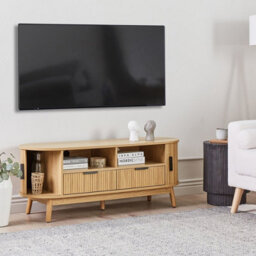 Wyld And Coco Nova Home Tv Stand, Light Brown Laminated Mdf, Solid Pine Legs, W120 X D40 X H47Cm - thumbnail 2