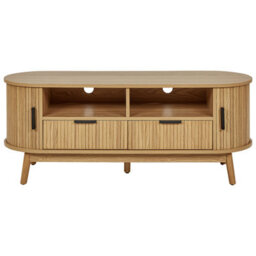 Wyld And Coco Nova Home Tv Stand, Light Brown Laminated Mdf, Solid Pine Legs, W120 X D40 X H47Cm - thumbnail 1