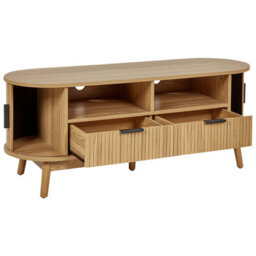 Wyld And Coco Nova Home Tv Stand, Light Brown Laminated Mdf, Solid Pine Legs, W120 X D40 X H47Cm - thumbnail 6