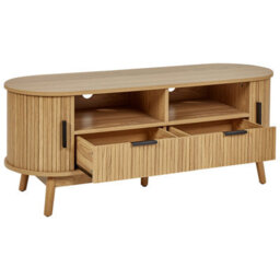 Wyld And Coco Nova Home Tv Stand, Light Brown Laminated Mdf, Solid Pine Legs, W120 X D40 X H47Cm - thumbnail 5