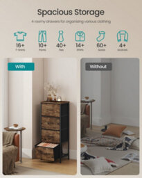 LEDREM Bellah Collection - Chest Of Drawers, Storage Unit, For Bedroom, Closet, Hallway, Living Room, Steel, 4 Drawers, Industrial - thumbnail 3