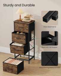 LEDREM Bellah Collection - Chest Of Drawers, Storage Unit, For Bedroom, Closet, Hallway, Living Room, Steel, 4 Drawers, Industrial - thumbnail 6