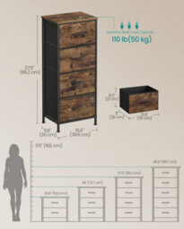 LEDREM Bellah Collection - Chest Of Drawers, Storage Unit, For Bedroom, Closet, Hallway, Living Room, Steel, 4 Drawers, Industrial - thumbnail 5