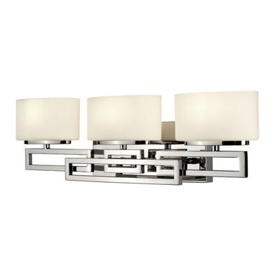 Elegant 3-Bulb Wall Light In 1920's Style With Opaque Shades And Polished Chrome Finish