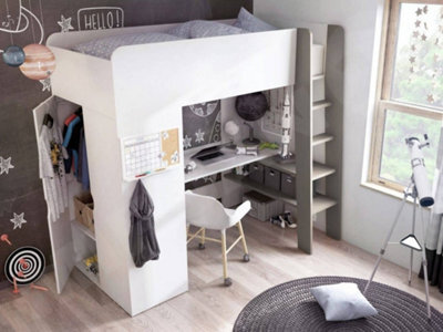 Arte Smart And Stylish  Childrens Loft Cabin Bed With Desk And Wardrobe H1830mm W2040mm D1210mm - image 1