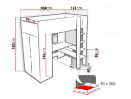 Arte Smart And Stylish  Childrens Loft Cabin Bed With Desk And Wardrobe H1830mm W2040mm D1210mm - thumbnail 6