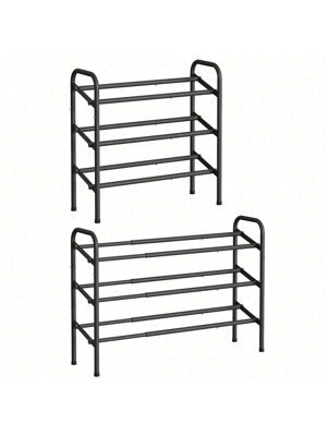 LEDREM Expandable Shoe Rack, 3-Tier Metal Shoe Shelf Storage, Adjustable Shoe Organiser, Free Standing Shoe Racks - image 1