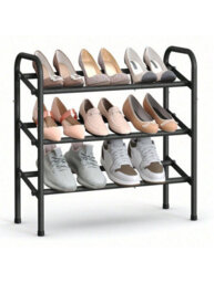 LEDREM Expandable Shoe Rack, 3-Tier Metal Shoe Shelf Storage, Adjustable Shoe Organiser, Free Standing Shoe Racks - thumbnail 5