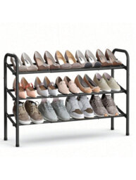 LEDREM Expandable Shoe Rack, 3-Tier Metal Shoe Shelf Storage, Adjustable Shoe Organiser, Free Standing Shoe Racks - thumbnail 6