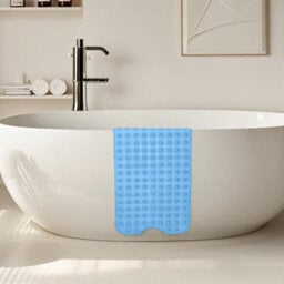 Aspire Homeware Sky Blue Shower Bath Mat Non-Slip Suction Cups Grip Drain Holes Machine Washable (L)100Cm X (W)40Cm - thumbnail 9