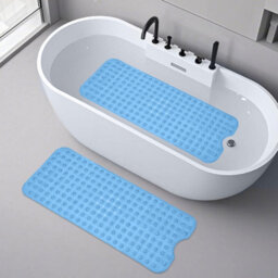 Aspire Homeware Sky Blue Shower Bath Mat Non-Slip Suction Cups Grip Drain Holes Machine Washable (L)100Cm X (W)40Cm - thumbnail 8