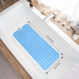 Aspire Homeware Sky Blue Shower Bath Mat Non-Slip Suction Cups Grip Drain Holes Machine Washable (L)100Cm X (W)40Cm - thumbnail 6