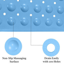 Aspire Homeware Sky Blue Shower Bath Mat Non-Slip Suction Cups Grip Drain Holes Machine Washable (L)100Cm X (W)40Cm - thumbnail 4