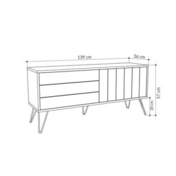 "Decortie Picadilly Modern Tv Unit Multimedia Centre Storage Cabinet Oak Anthracite Grey 139Cm For 55"" Tv" - thumbnail 3