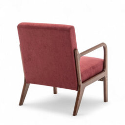 Burgundy Red Wooden Accent Chair For Living Room Hertford - Cotton Fabric - Flat Pack - thumbnail 7